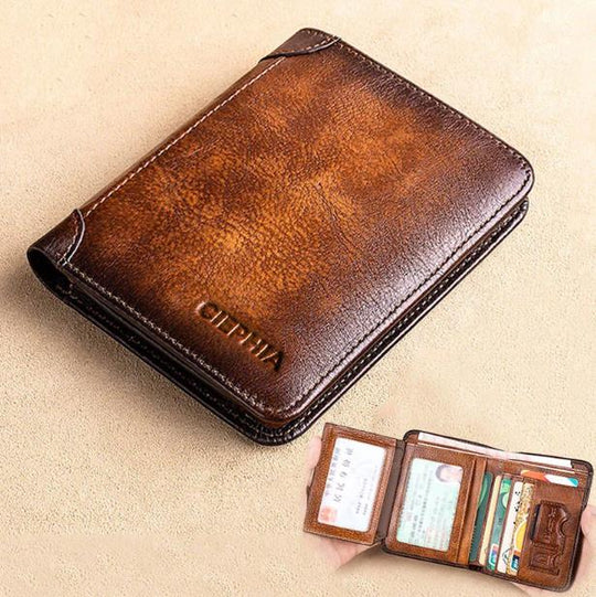 🔥2026 New Arrival🔥Minimalist RFID Blocking Leather Wallet for Men – Ultra-Thin, Genuine Top-Layer Cowhide, Short Design for Everyday Carry