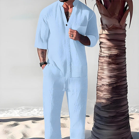🎉BIG SALE🎉Men's Trendy Cotton Linen Top & Pants Two-Piece Set
