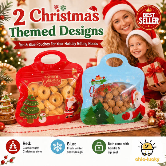 🎁30% OFF!!!-Ready for Christmas!🎅Easy Fill, Easy Seal🎄Festive Self-Seal Treat Bags – Santa & Snowman Print | Resealable, Food-Safe & Perfect for Cookies, Chocolates & Little Gifts🎅⛄
