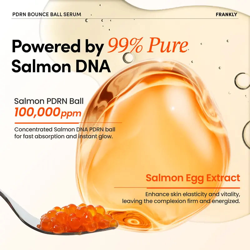 [FRANKLY] PDRN Bounce Ball Serum | 99% Pure Salmon DNA Moisturizer for Skin Repair & Glow Skin | Barrier Repair, Glow Skin, Plumping Effect, Korean Skincare, Lightweight
