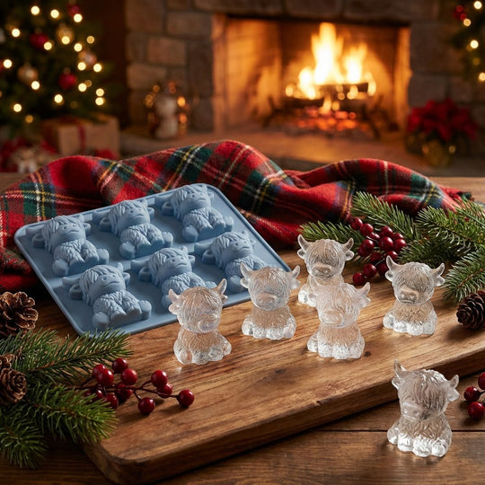 🎁💥PRAGHAS SPEISIALTA AN LÁ DEIREANACH!🐮 Múnla Ciúb Oighir Mini Bó Ghaeltachta – Oighear 3D Gleoite do Dheochanna, Cóisirí &  Bronntanais