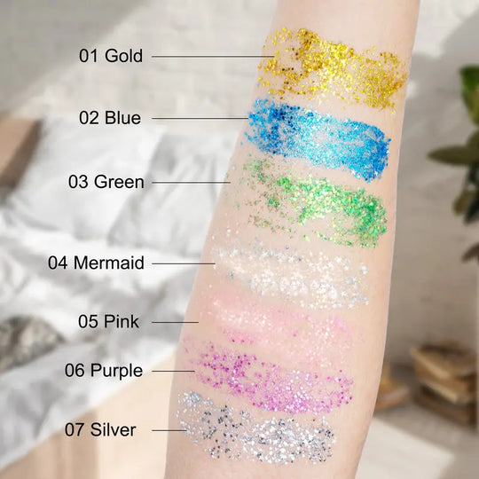 Ikzee Glitter Stick, Body Glitter Gel for Face and Hair, Shimmering Mermaid Glitter with Chameleon Effect and Large Particles, Glowing Body Glitter Cosmetic, Festival Party Makeup Accessory