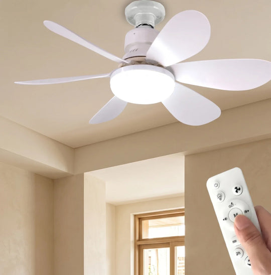 E27 LED Ceiling Fan Light with Remote 40W Dimmable 6 Blades Silent Lamp UK