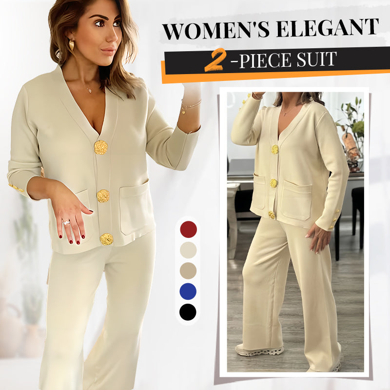 Gold Button Soft Knit Trouser Co-Ord