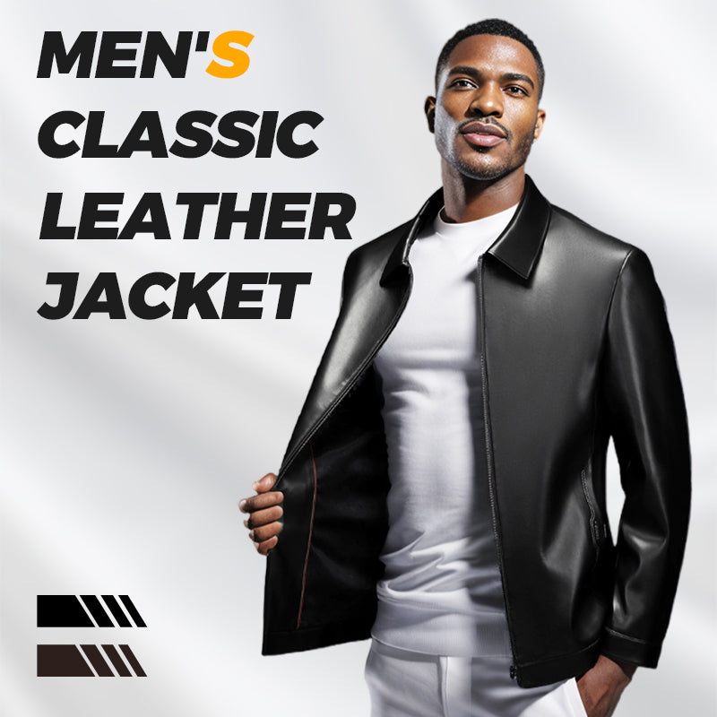 💥Fliwos® Men's Tough Vibe Leather Jacket – Slim Fit Design, Retro Hardware for Biker & Casual Looks