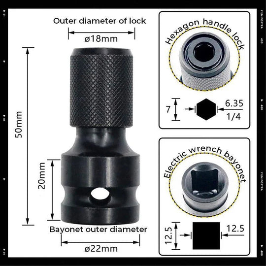 📢📢50% OFF !! ⏰ 1/4" Hex Shank Socket Converter – 1/2" to 1/4", Quick Release ⚙️