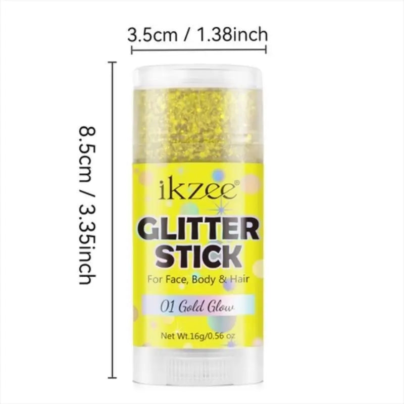 Ikzee Glitter Stick, Body Glitter Gel for Face and Hair, Shimmering Mermaid Glitter with Chameleon Effect and Large Particles, Glowing Body Glitter Cosmetic, Festival Party Makeup Accessory