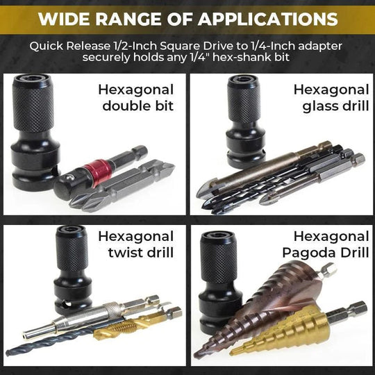 📢📢50% OFF !! ⏰ 1/4" Hex Shank Socket Converter – 1/2" to 1/4", Quick Release ⚙️