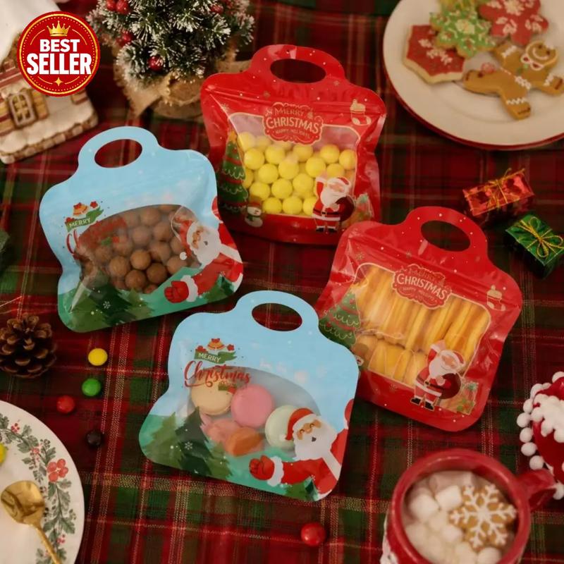 🎁30% OFF!!!-Ready for Christmas!🎅Easy Fill, Easy Seal🎄Festive Self-Seal Treat Bags – Santa & Snowman Print | Resealable, Food-Safe & Perfect for Cookies, Chocolates & Little Gifts🎅⛄
