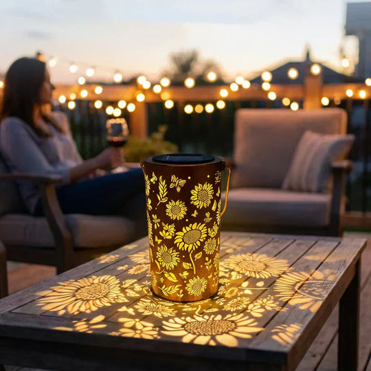 🌞Kleurrijke zonnebloem gloeiende tuinlantaarn op zonne-energie