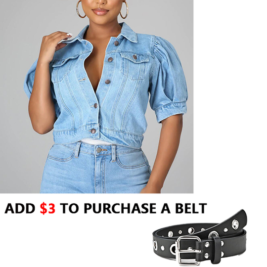 👖 LIMITED-TIME 50% OFF! ✨ Women's Cropped Denim Jacket – Puff Sleeve, 2 Colors, S-3XL 🌾
