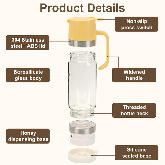 🍯 50% OFF NOW! ✨ 9oz No-Drip Glass Honey & Syrup Dispenser – Mess-Free, Easy Pour & Perfect for Kitchen & Breakfast 🍽️