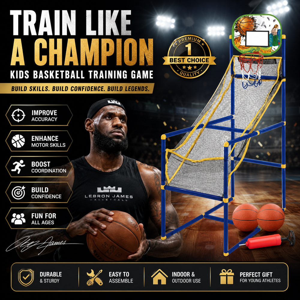 🥳2026 HOT SALE🥳💞50K+ SOLD!🏀🎯 50% OFF! Kids‘ Indoor Basketball Arcade Game – Auto ball return, sturdy & safe. 4 balls + pump included. Quick setup, endless fun! 🧒💨