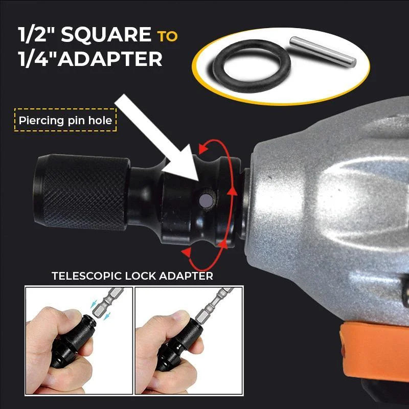 📢📢50% OFF !! ⏰ 1/4" Hex Shank Socket Converter – 1/2" to 1/4", Quick Release ⚙️