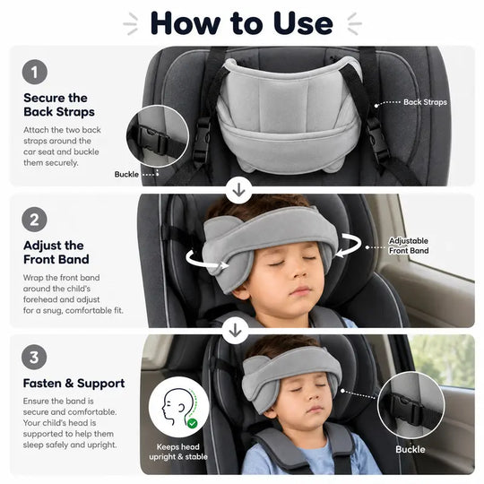 📢📢50% OFF !! ⏰Kids Car Seat Head Support Strap, Soft Plush Adjustable Nap Support Band with Padded Side Cushions
