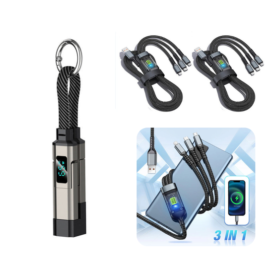 🔥HOT SALE 50% OFF🔥4-in-1 Digital Display Keychain Charging Cable