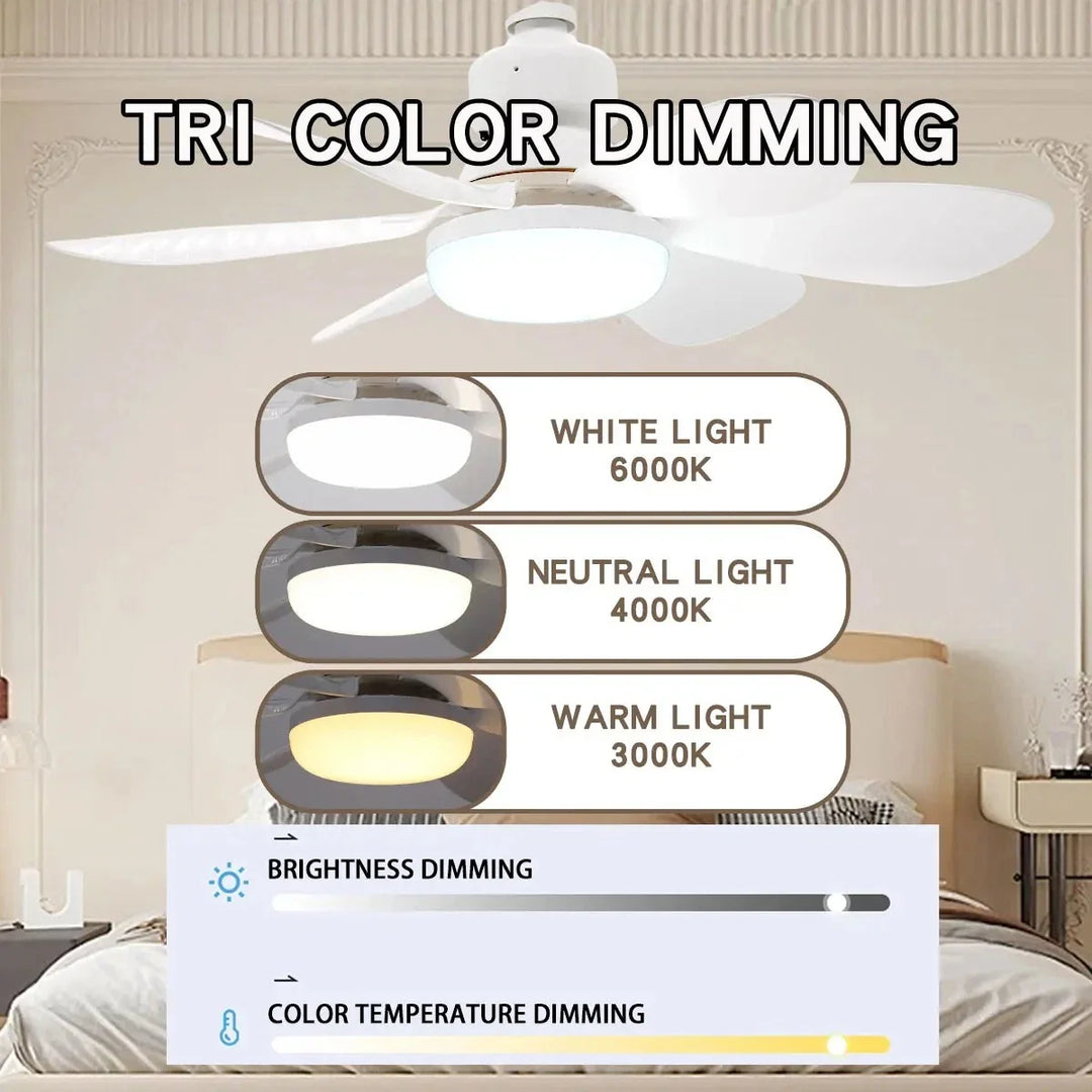 E27 LED Ceiling Fan Light with Remote 40W Dimmable 6 Blades Silent Lamp UK