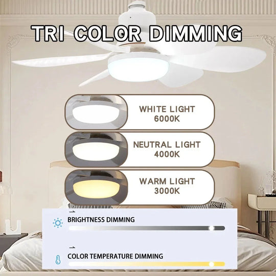 E27 LED Ceiling Fan Light with Remote 40W Dimmable 6 Blades Silent Lamp UK