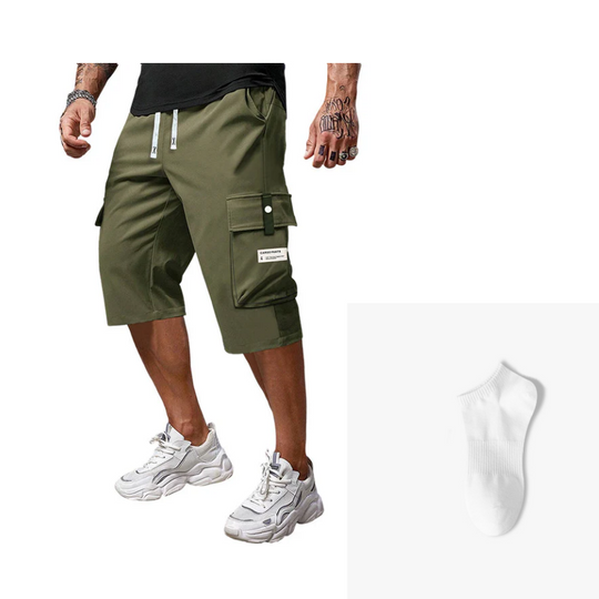 ⏳LETZTER TAG: 50% RABATT!!📢Lässige Capri-Cargohose mit Kordelzug für Herren