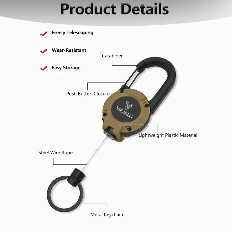 🥳2026 HOT SALE🥳💞50K+ SOLD!🔑🎣 50% OFF! Retractable Carabiner Keychain – 65cm steel lanyard, 100,000 pull cycles. Lightweight & sturdy. No more fumbling for keys! 🧗✨