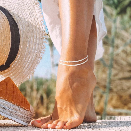 ⏰🔥LIMITED TIME: BUY 1 GET 1 FREE! 🥰 Dainty Layered Waterproof Anklet – Perfect Gift for Your Loved One 💖✨