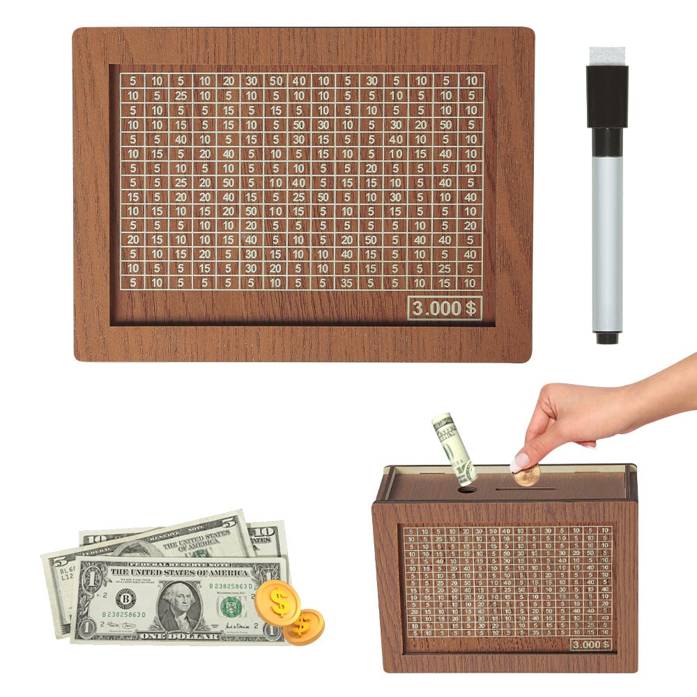 🎁 Hot Sale 50% OFF 🔥Retro Style Wooden Money Box with Counter Piggy Bank Handmade Saving Money Goal Piggy Bank