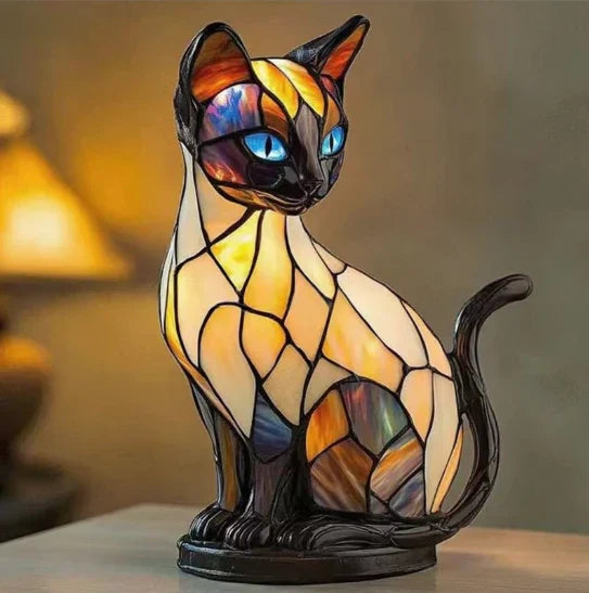⏳Time-Limited 50% OFF!!🐶🐱Color-block puppy and kitten sculpture LED table lamp