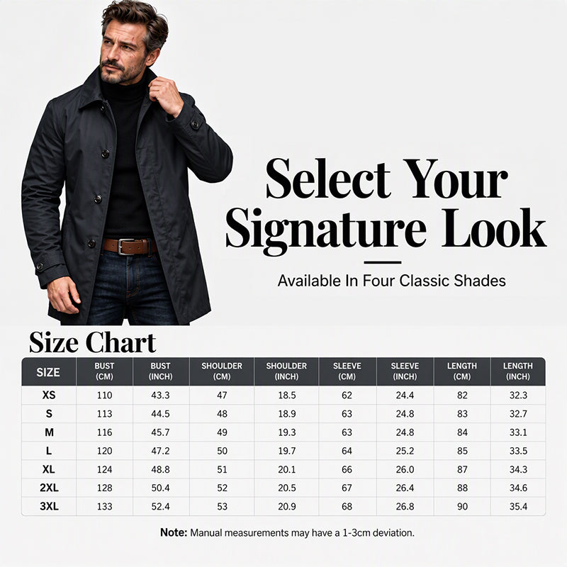 Men's Waterproof Mid-Length Trench Coat