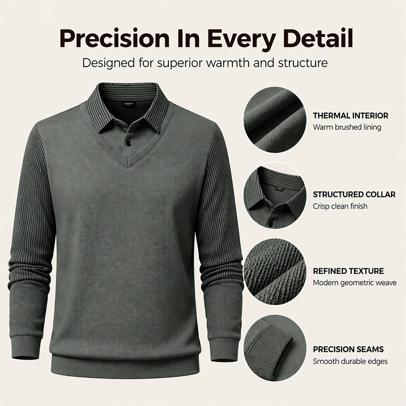 👕Men's False Two-Piece Long Sleeve Top – Smart Casual Two-Piece Look Without The Fuss