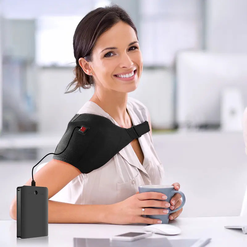 Adjustable Heated Shoulder Support,3 Heat Levels,Breathable Neoprene,Comfortable Fit,Adjustable Strap,Pain Relief,for Shoulder Injuries,Soreness,Frozen Shoulder and Recovery