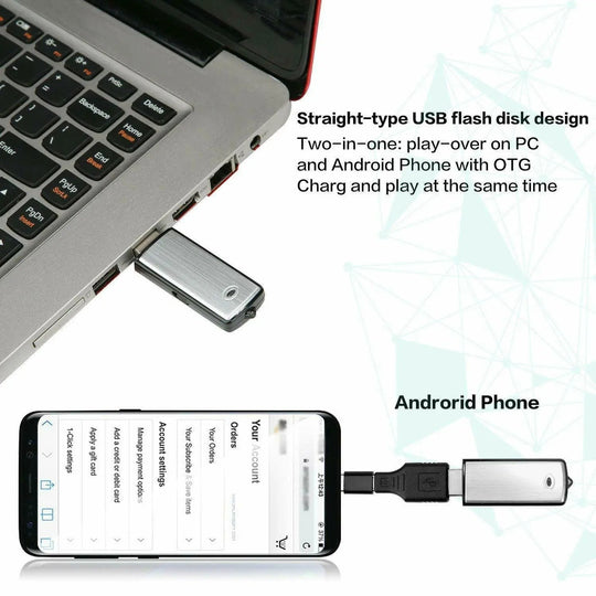 USB Flash Drive Voice Recorder 2-in-1 – Voice Activated, Smart Noise Reduction, Auto File Save