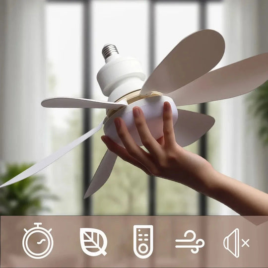 E27 LED Ceiling Fan Light with Remote 40W Dimmable 6 Blades Silent Lamp UK