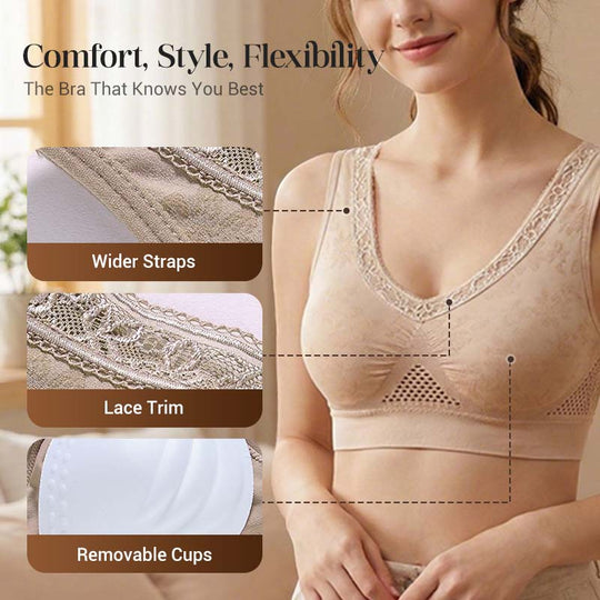 🏆Summer Hot Sale 50% OFF‼️✨Lace Wireless Bra That Provides Excellent Support🤍Soft Floral Lace Wire-Free Lift Bra Anti-Slip All-Day Comfort💐