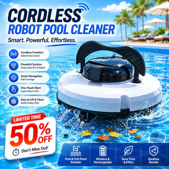 🤖 Hot Sale ＆ 75％ Off 🔥 Cordless Pool Cleaning Robot – Smart navigation, powerful suction & one‑touch start. Easy‑empty filter basket. Your sparkling pool awaits! ✨🏊
