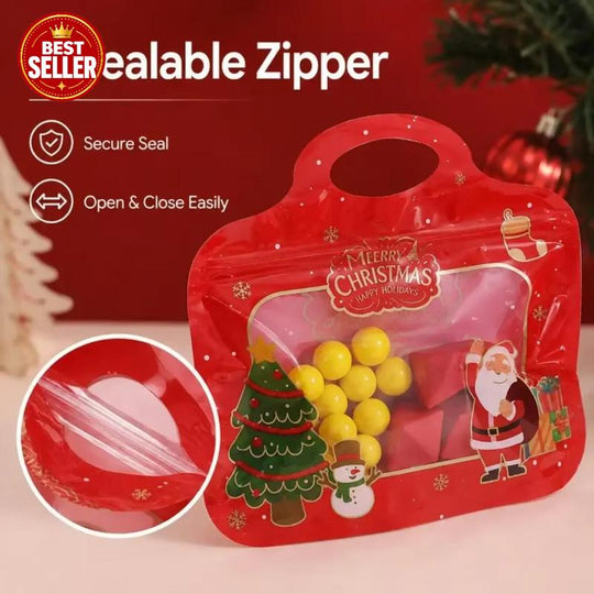 🎁30% OFF!!!-Ready for Christmas!🎅Easy Fill, Easy Seal🎄Festive Self-Seal Treat Bags – Santa & Snowman Print | Resealable, Food-Safe & Perfect for Cookies, Chocolates & Little Gifts🎅⛄