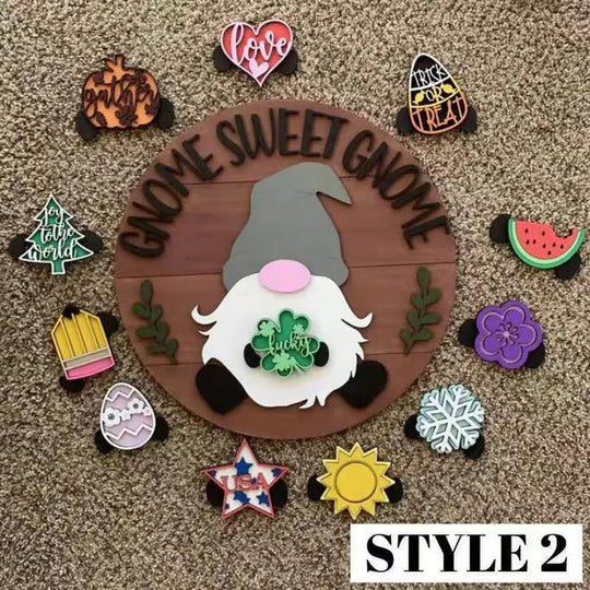 🍁Le migliori decorazioni natalizie🎄Cartello di benvenuto intercambiabile a forma di gnomo in legno🎈