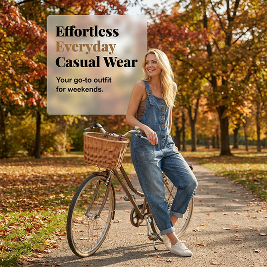 ✨ Easy Everyday Comfort | Women's Relaxed-Fit Denim Overalls with Deep Pockets