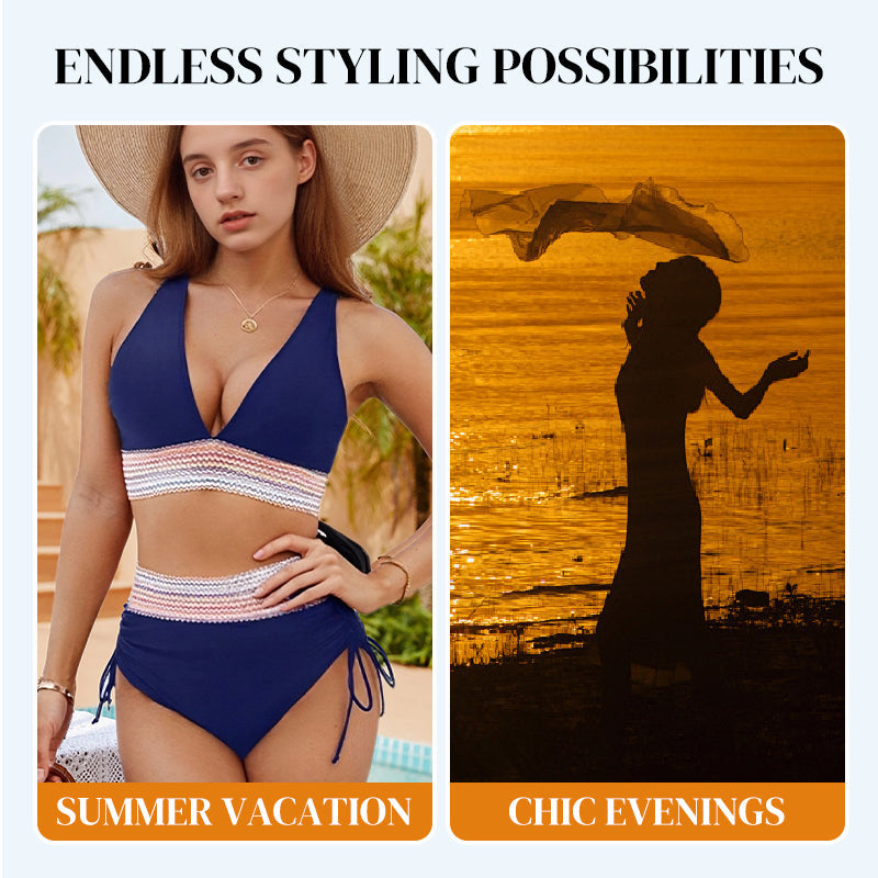🌸 50% OFF NOW! 🌸High Waisted Tummy Control Color Block Bikini Sets
