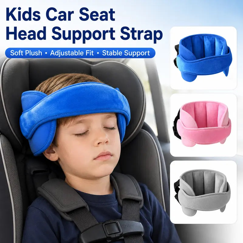 📢📢50% OFF !! ⏰Kids Car Seat Head Support Strap, Soft Plush Adjustable Nap Support Band with Padded Side Cushions