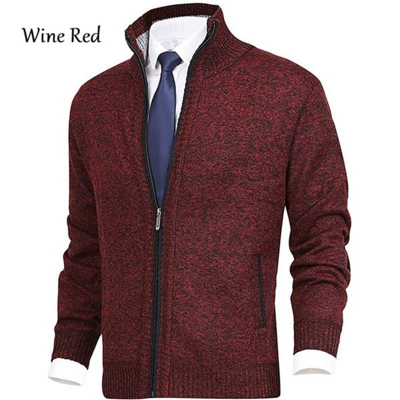 Giacca in maglia maglione cardigan alla moda con colletto alla coreana tinta unita da uomo