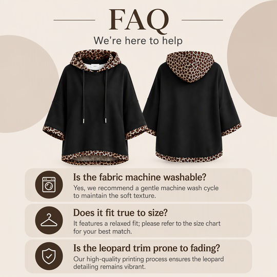🐆 Leopard Detail, Easy Style | Women's Loose-Fit Drawstring Hoodie