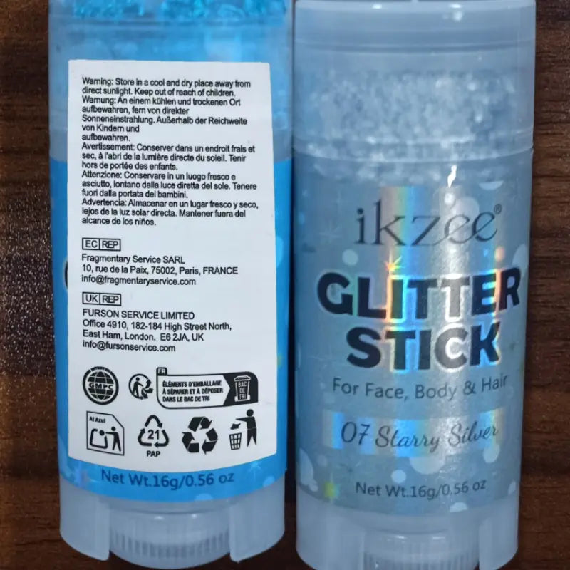 Ikzee Glitter Stick, Body Glitter Gel for Face and Hair, Shimmering Mermaid Glitter with Chameleon Effect and Large Particles, Glowing Body Glitter Cosmetic, Festival Party Makeup Accessory
