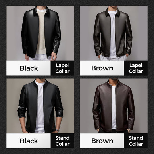 💥Fliwos® Men's Tough Vibe Leather Jacket – Slim Fit Design, Retro Hardware for Biker & Casual Looks