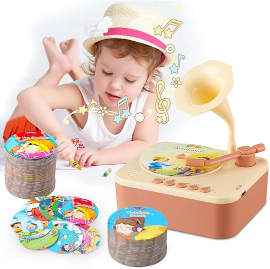 🏆Vente flash⚡Vente chaude 50% de réduction 💥🎶Phonographe pour enfants avec 99 cartes👶Machine à histoires phonographique pour l'éducation précoce