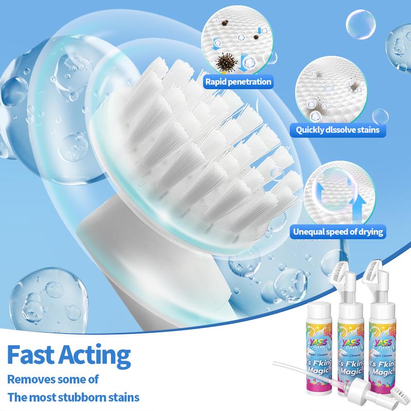 💖LAST DAY BUY 2 GET 1 FREE!!💖Yass Clean Magic Foam Cleaner for Carpets & Upholstery – Pet Stain & Odour Remover with Cleaning Brush🧼🪄