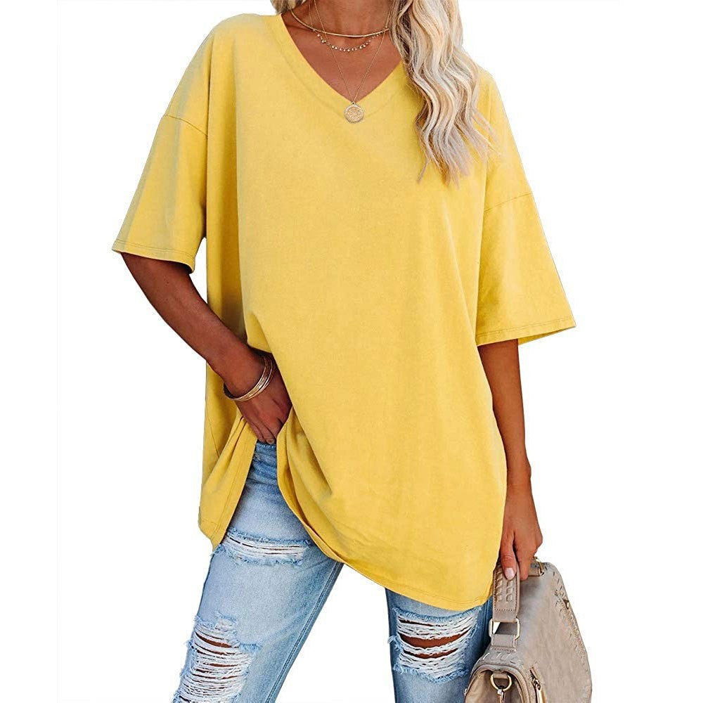 🌷2026 Hot Sale-30% OFF🌷Women's Summer Half Sleeve Casual Loose Fit Cotton Tunic T-shirt