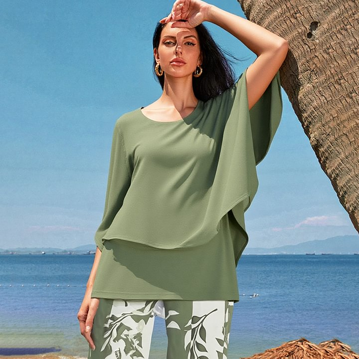 🔥Completo da donna con pantaloni stampati e top girocollo