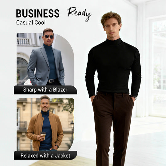 Mens High Neck Slim Fit Long Sleeve T-shirt