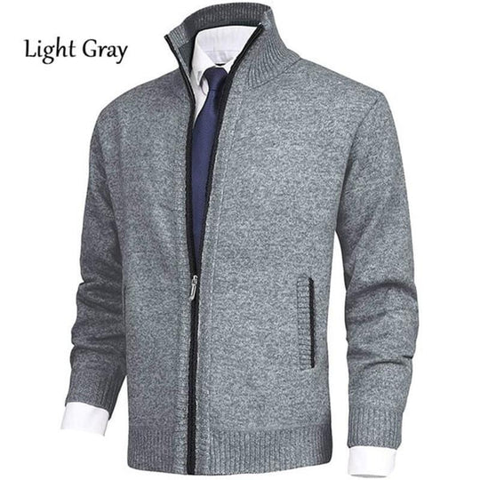 Giacca in maglia maglione cardigan alla moda con colletto alla coreana tinta unita da uomo