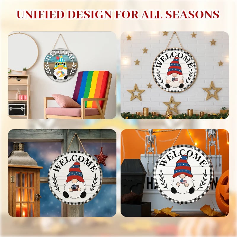 🍁Le migliori decorazioni natalizie🎄Cartello di benvenuto intercambiabile a forma di gnomo in legno🎈